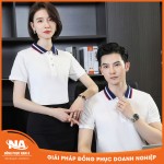 Áo thun đồng phục cổ bẻ màu trắng basic NAMA011