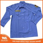 Đồng phục bảo vệ màu xanh dài tay may sẵn