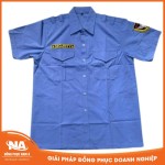 Đồng phục bảo vệ màu xanh ngắn tay may sẵn
