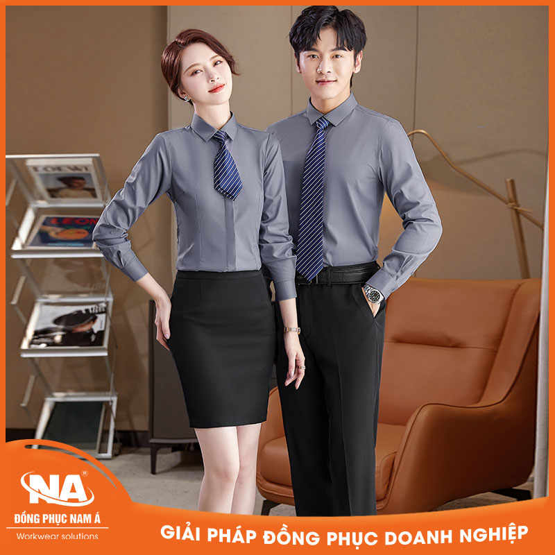 Áo sơ mi nam nữ công sở màu xám NAMA201
