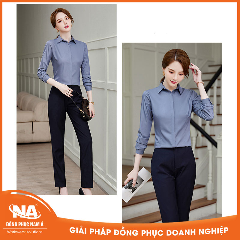 Áo sơ mi nữ công sở dài tay cách tân NAMA211