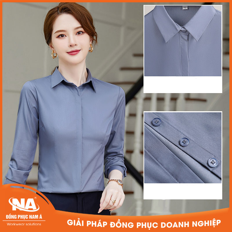 Áo sơ mi nữ công sở dài tay cách tân NAMA211