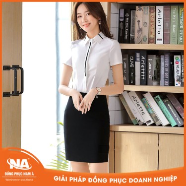 Áo sơ mi nữ công sở ngắn tay màu trắng NAMA203