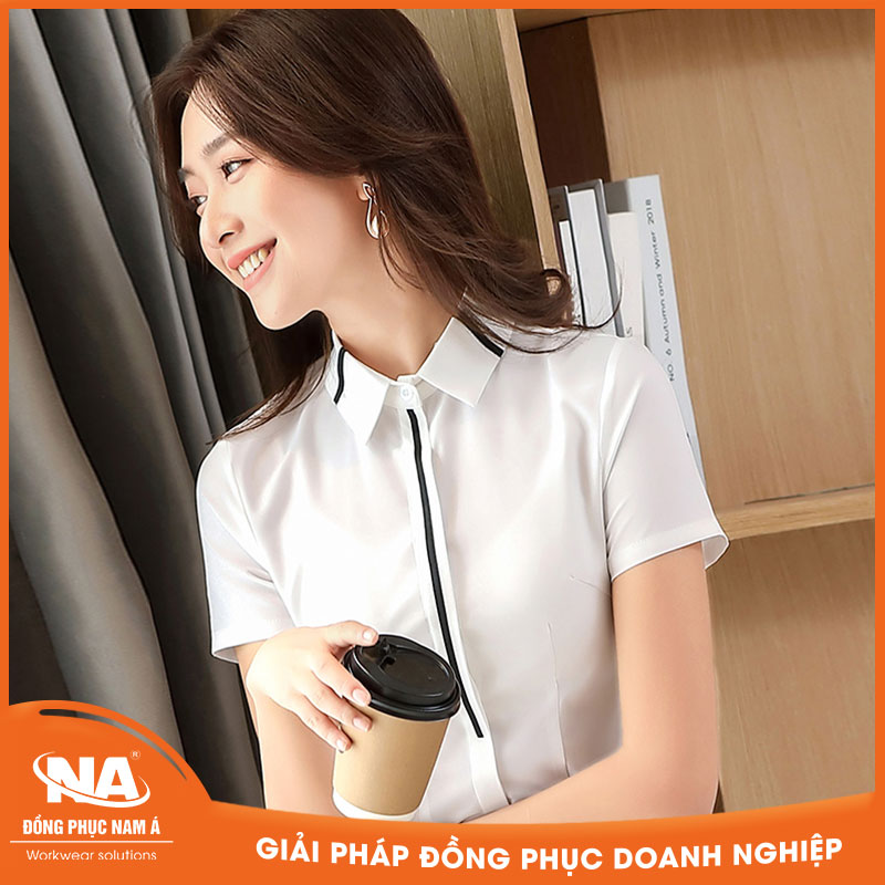 Áo sơ mi nữ công sở ngắn tay màu trắng NAMA203