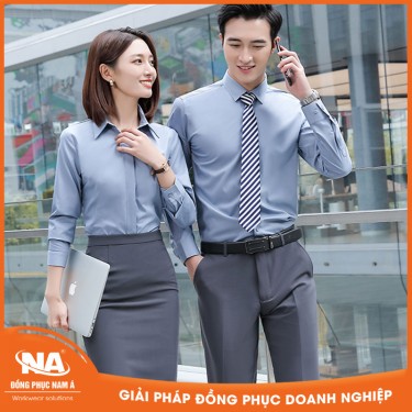 Đồng phục áo sơ mi nam nữ công sở màu xám NAMA202