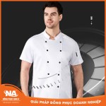 Đồng phục bếp nam màu trắng nhà hàng NAMA402