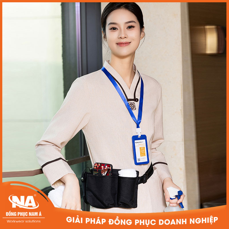 Đồng phục buồng phòng cách tân màu be NAMA434