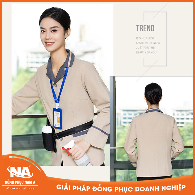 Đồng phục buồng phòng khách sạn màu be NAMA431